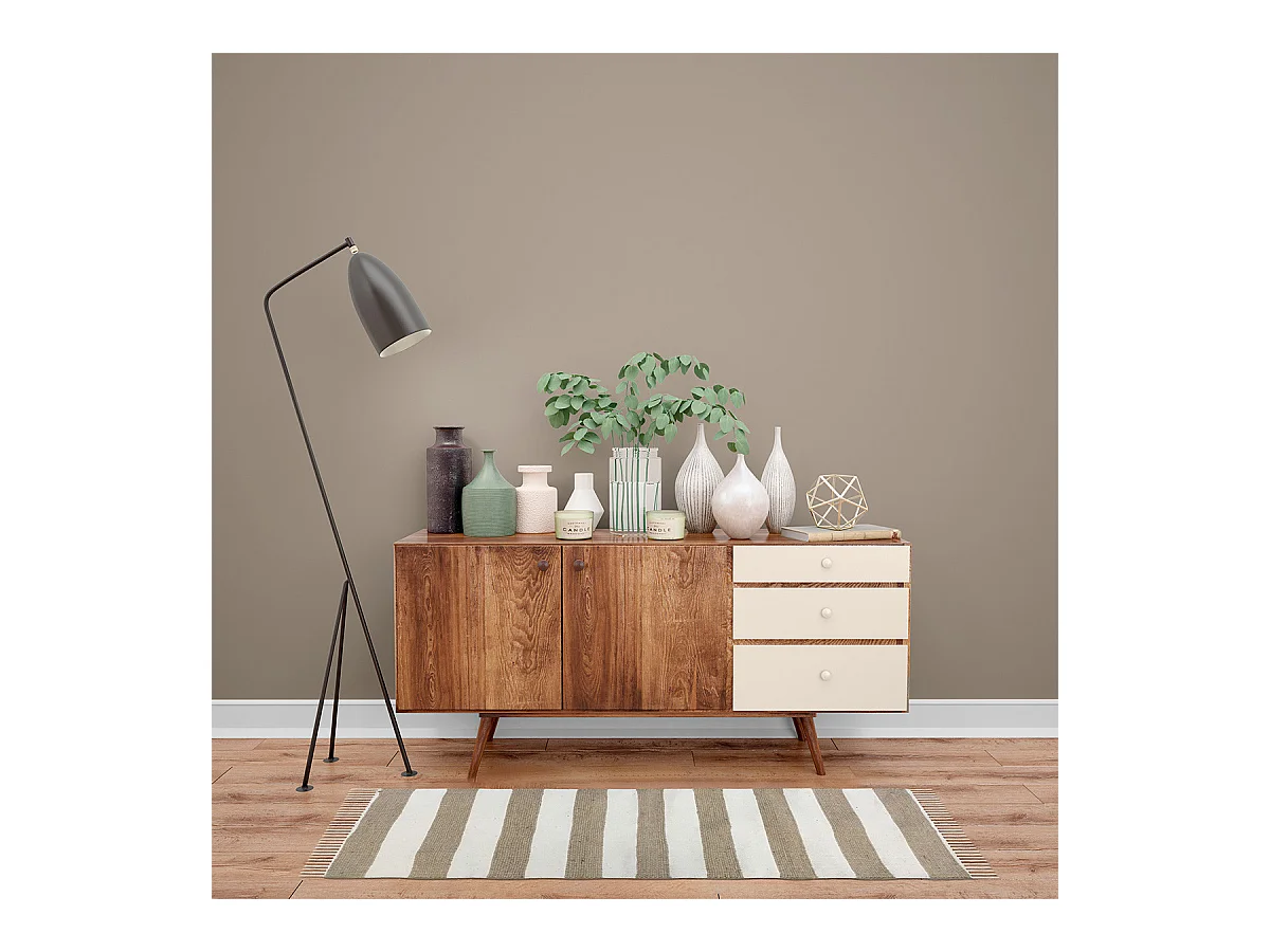 Tapis déco à rayures en jute et coton 60x120cm