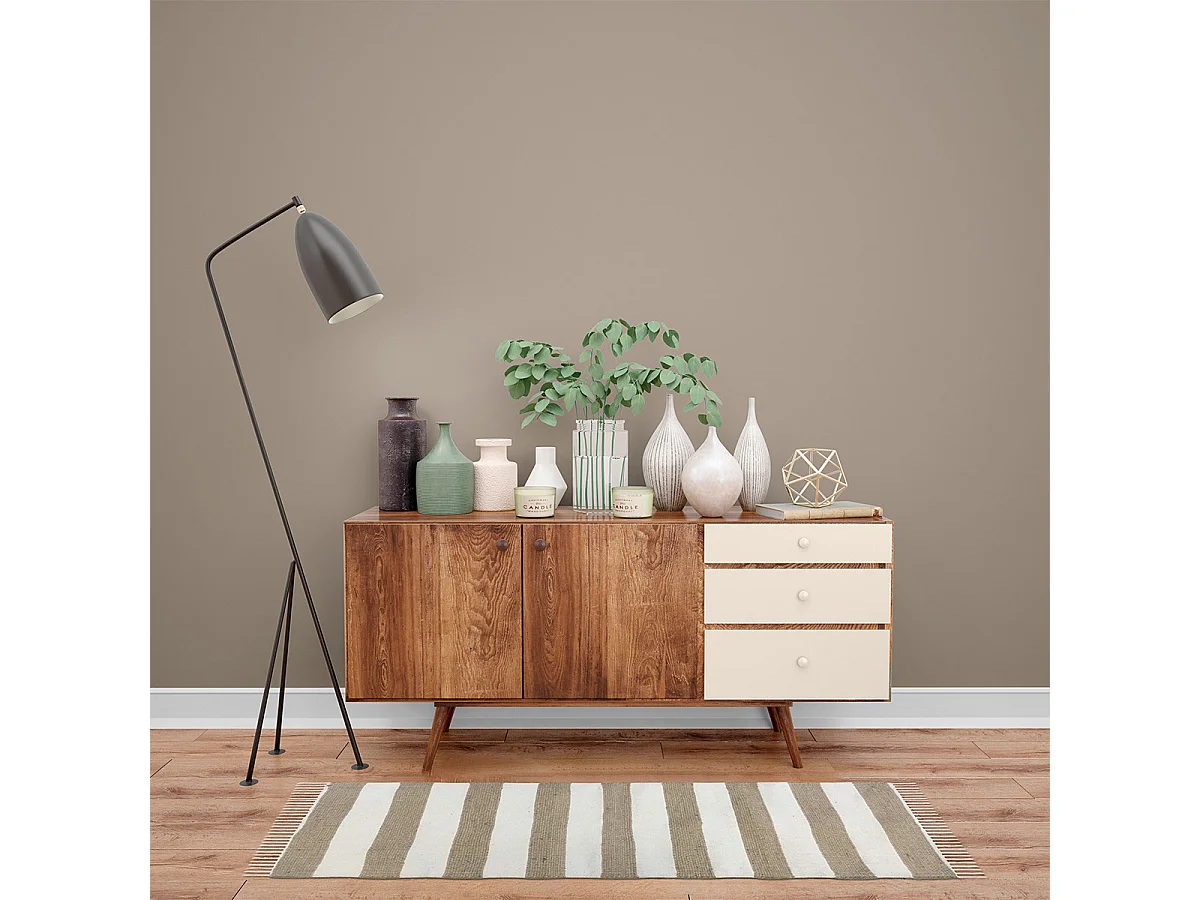 Tapis déco à rayures en jute et coton 60x120cm