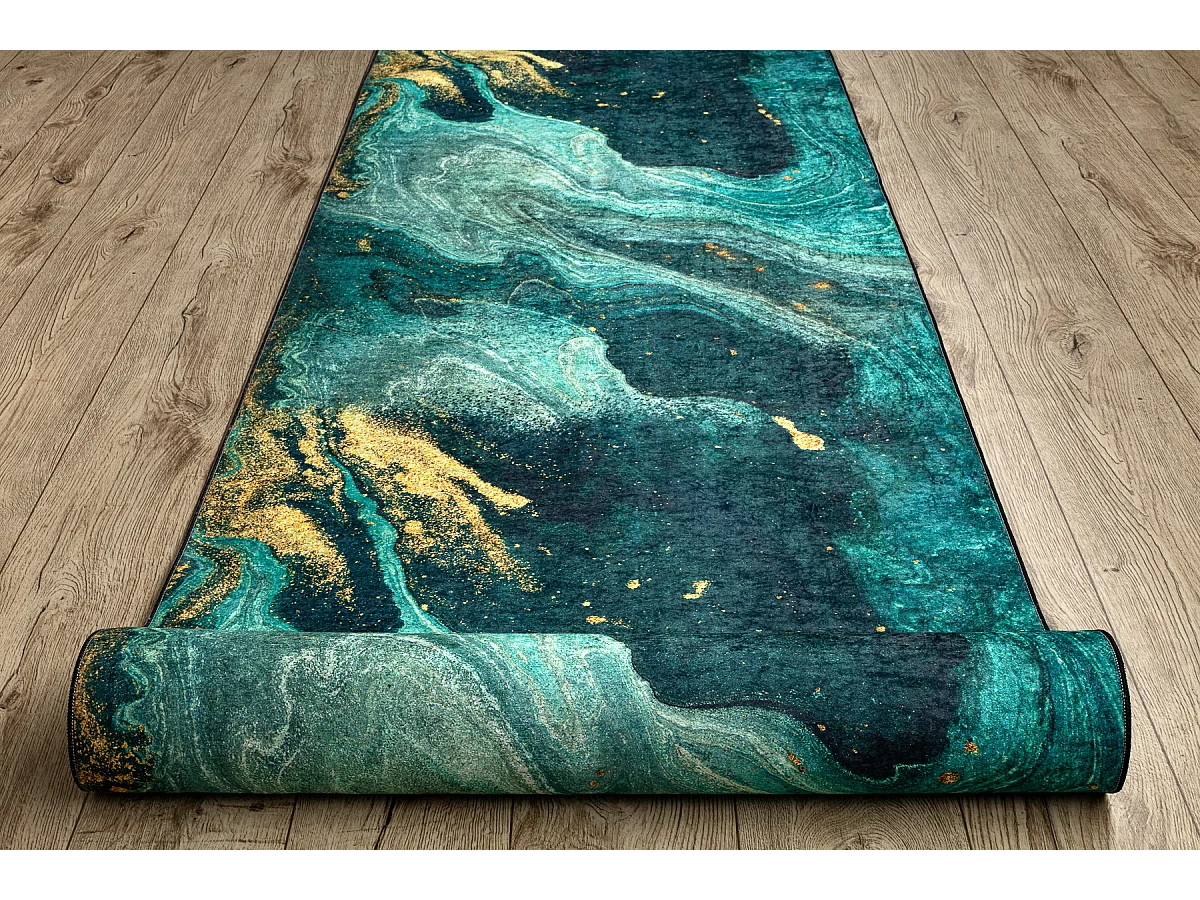 Läufer Antirutsch LOTUS SHADOWS 37750 Abstraktion grün / gold ZUM WA 120x390 cm