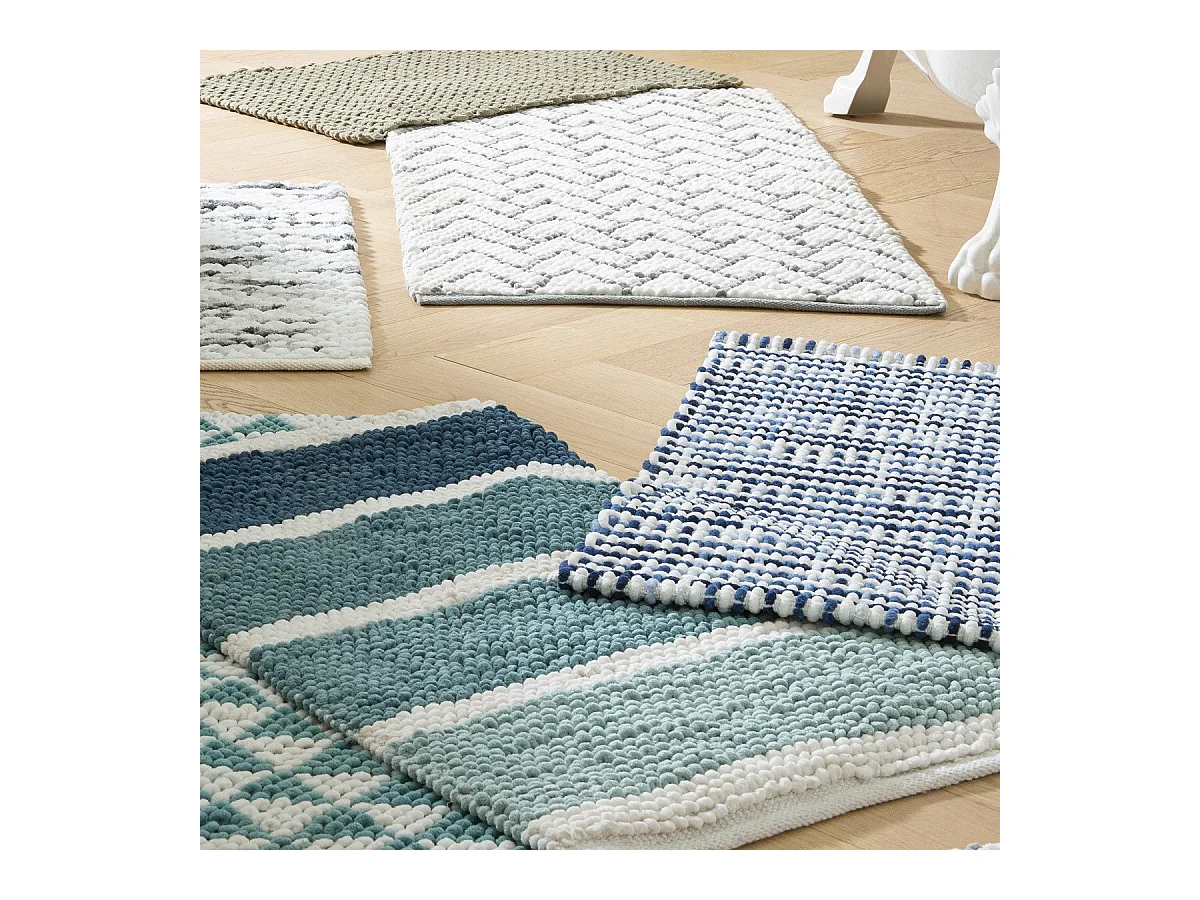 Tapis déco quadrillé en polycoton 50x80cm