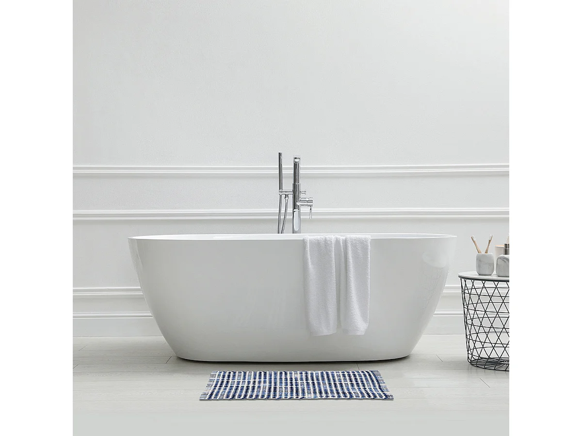 Tapis déco quadrillé en polycoton 50x80cm