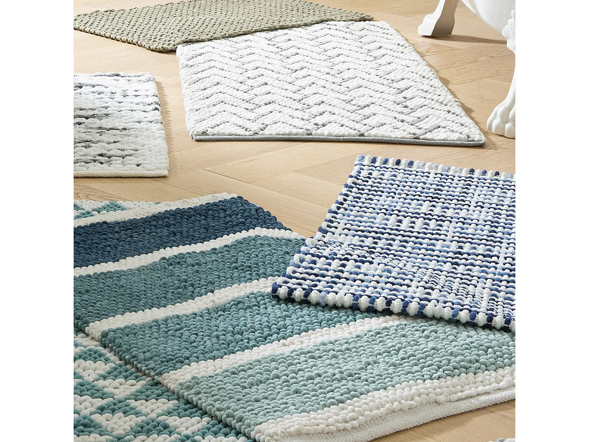 Tapis déco quadrillé en polycoton 50x80cm