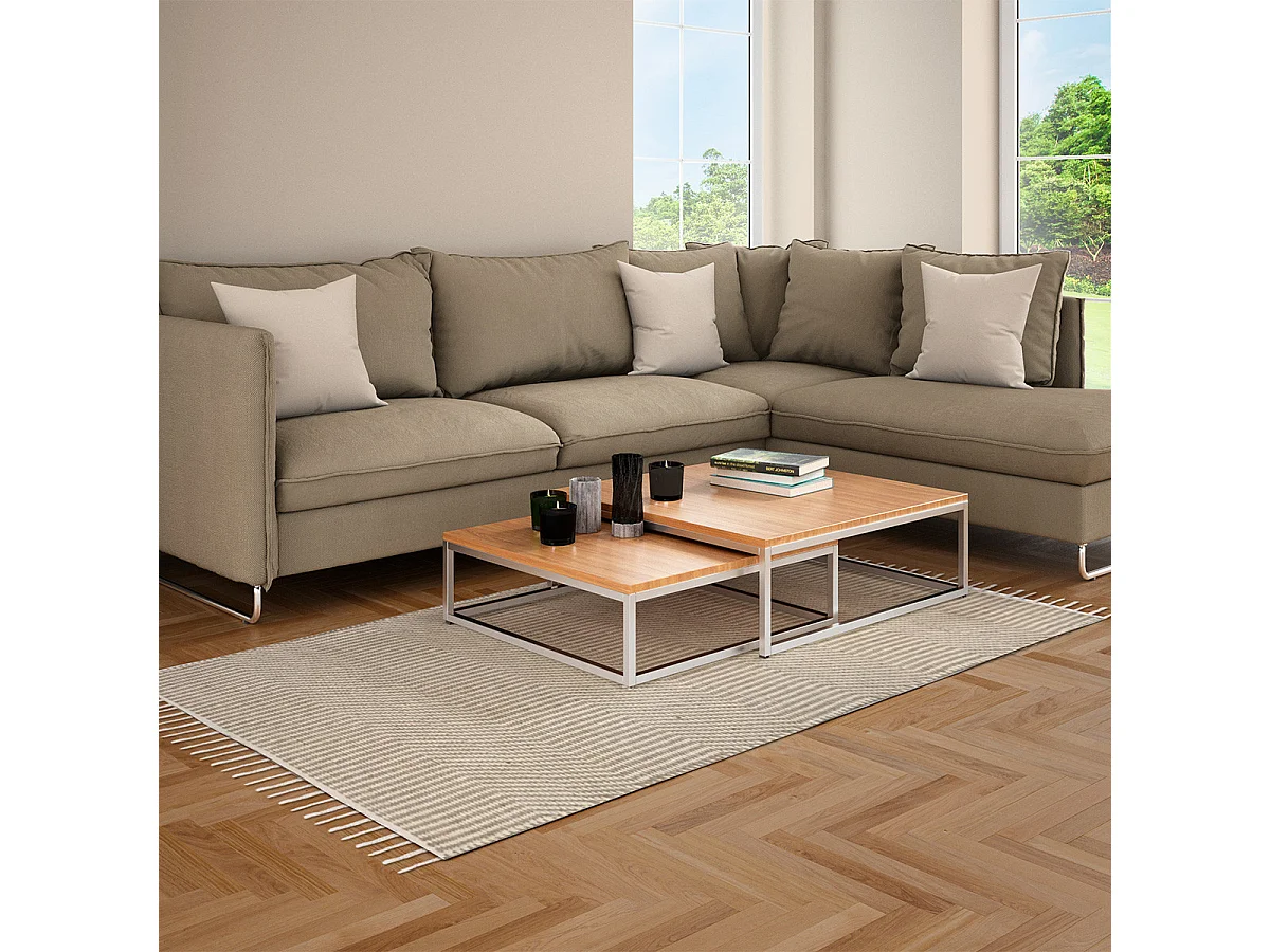 Tapis déco à franges en jute et coton 140x200cm