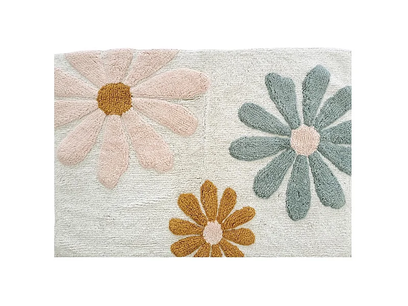 Tapis enfant à fleurs en coton tufté 60x90cm
