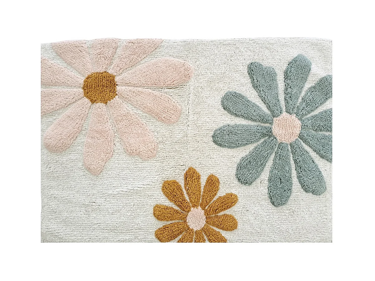 Tapis enfant à fleurs en coton tufté 60x90cm
