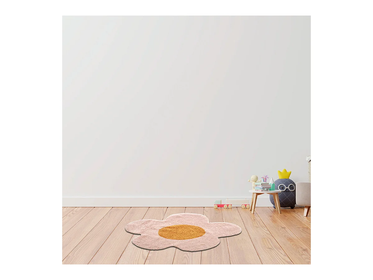 Tapis marguerite enfant en coton tufté 80x80cm