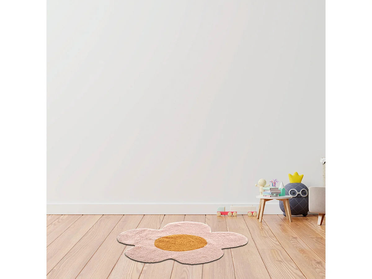 Tapis marguerite enfant en coton tufté 80x80cm