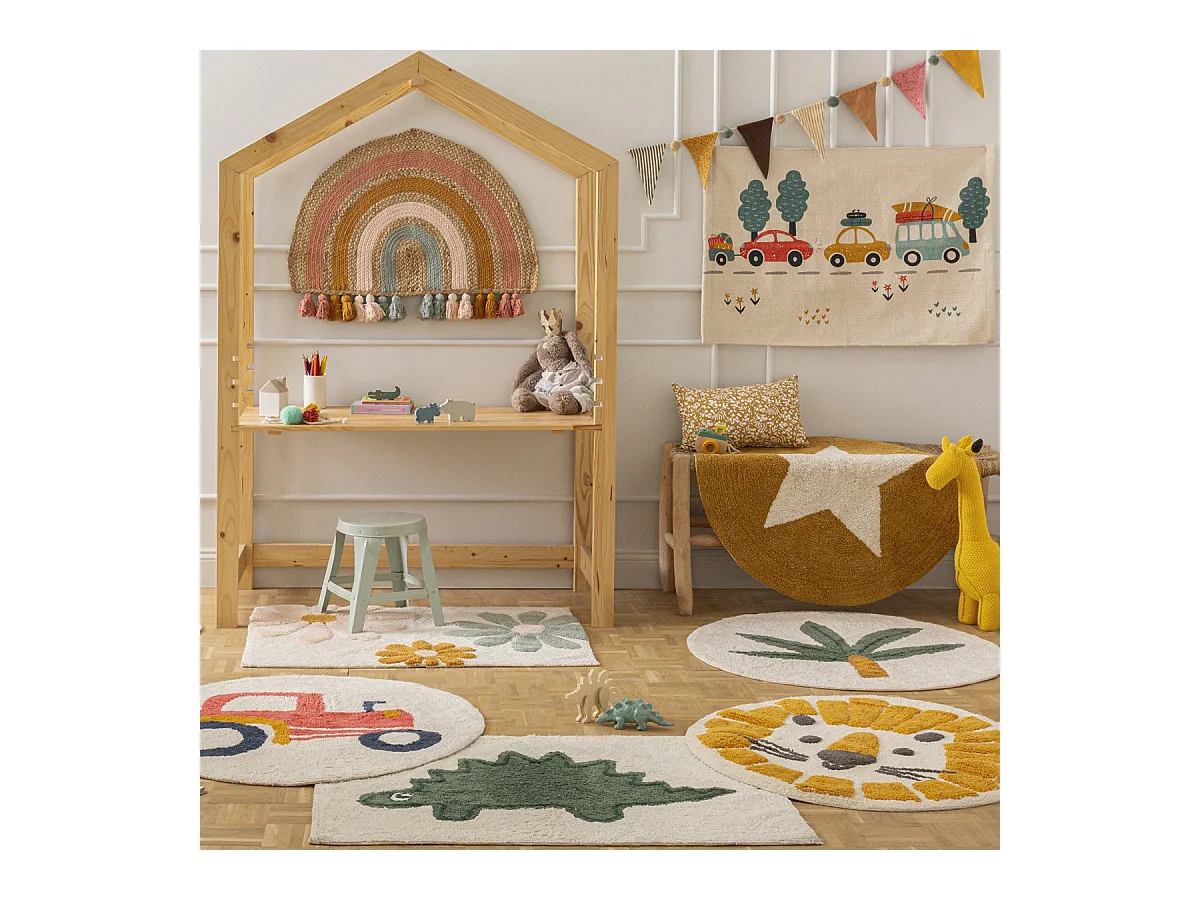 Tapis enfant Dinosaure en coton tufté 60x90cm