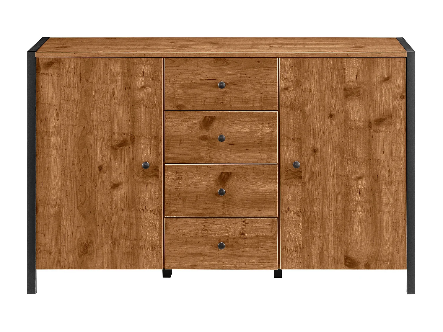 Chris|Buffet avec 2 portes et 4 tiroirs en aspect chêne