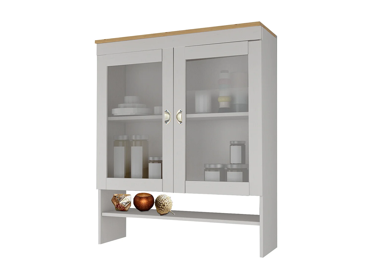 Toscana | Buffet de cuisine en pin avec deux portes vitrées