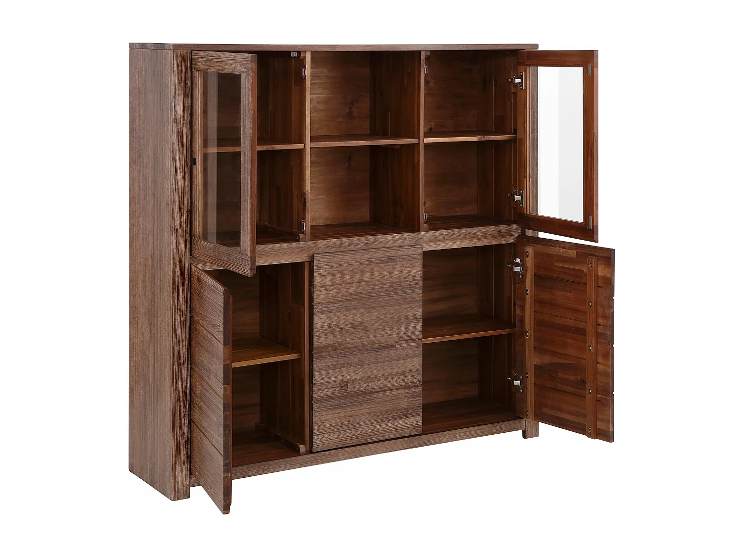 Wally | Buffet Haut avec 3 portes et 2 portes vitrées en bois