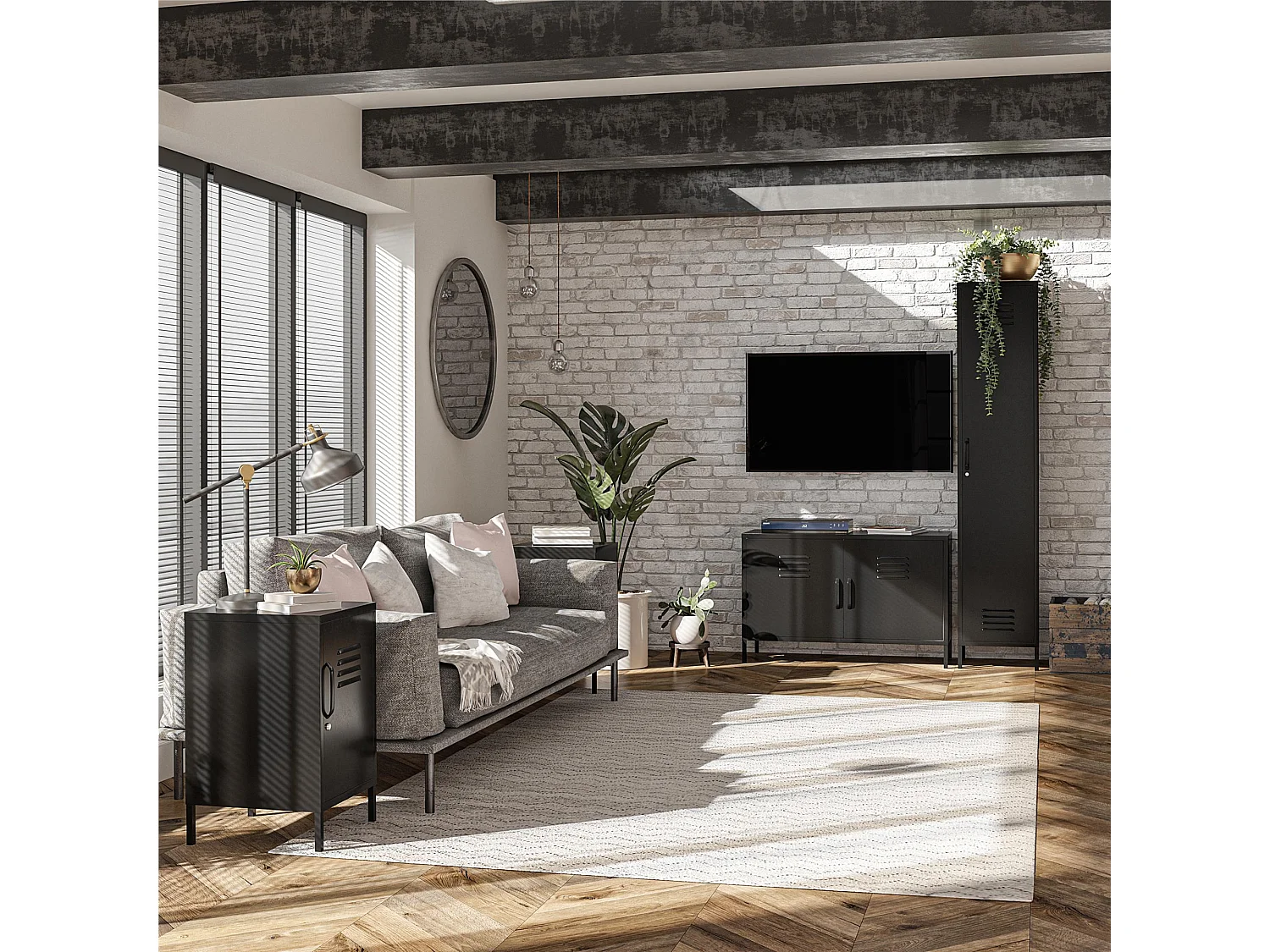 Mission District | Buffet avec 2 portes en métal noir