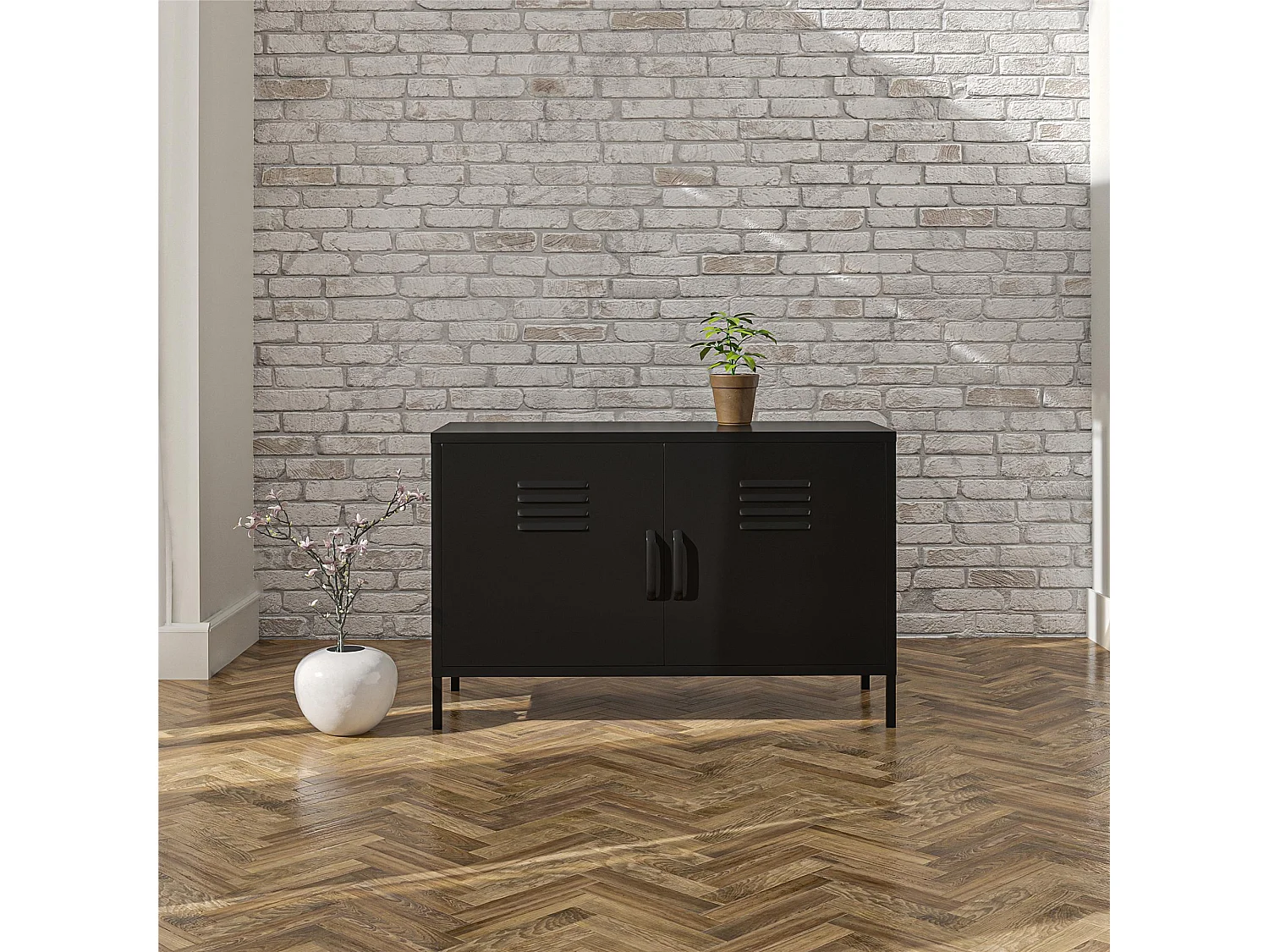Mission District | Buffet avec 2 portes en métal noir