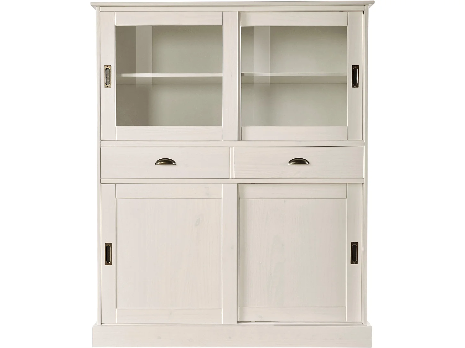 Harry | Armoire avec 2 portes vitrées et 2 portes en pin laqué blanc
