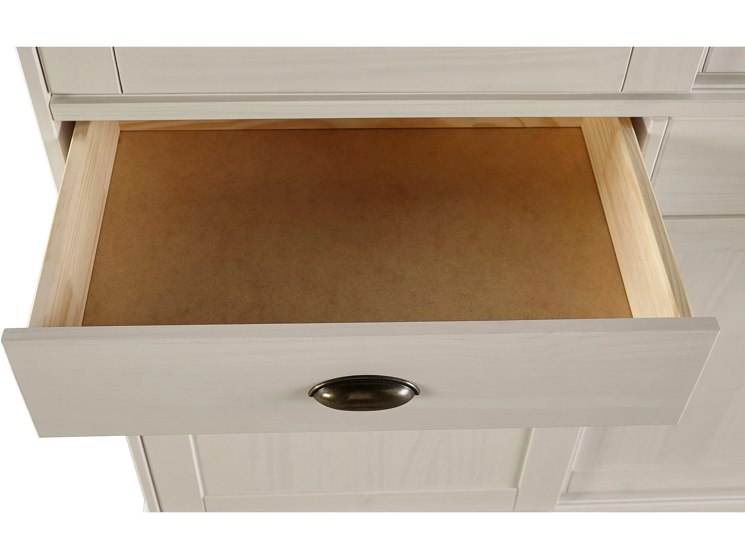 Harry | Armoire avec 2 portes vitrées et 2 portes en pin laqué blanc