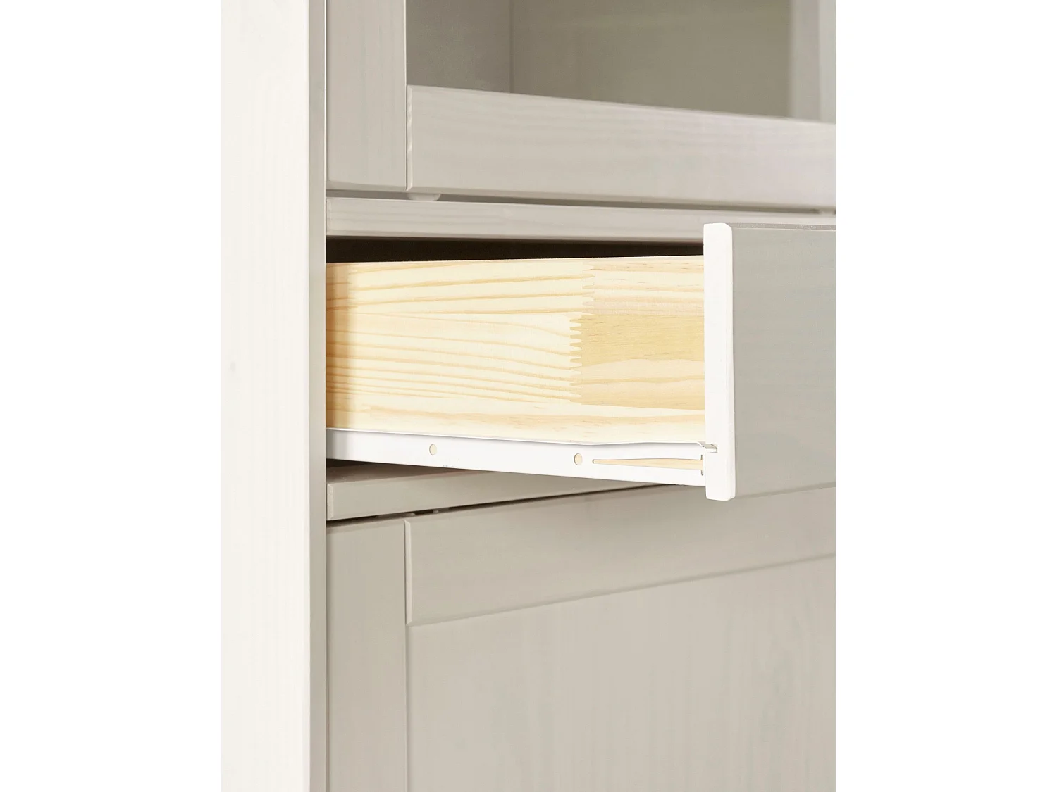 Harry | Armoire avec 2 portes vitrées et 2 portes en pin laqué blanc