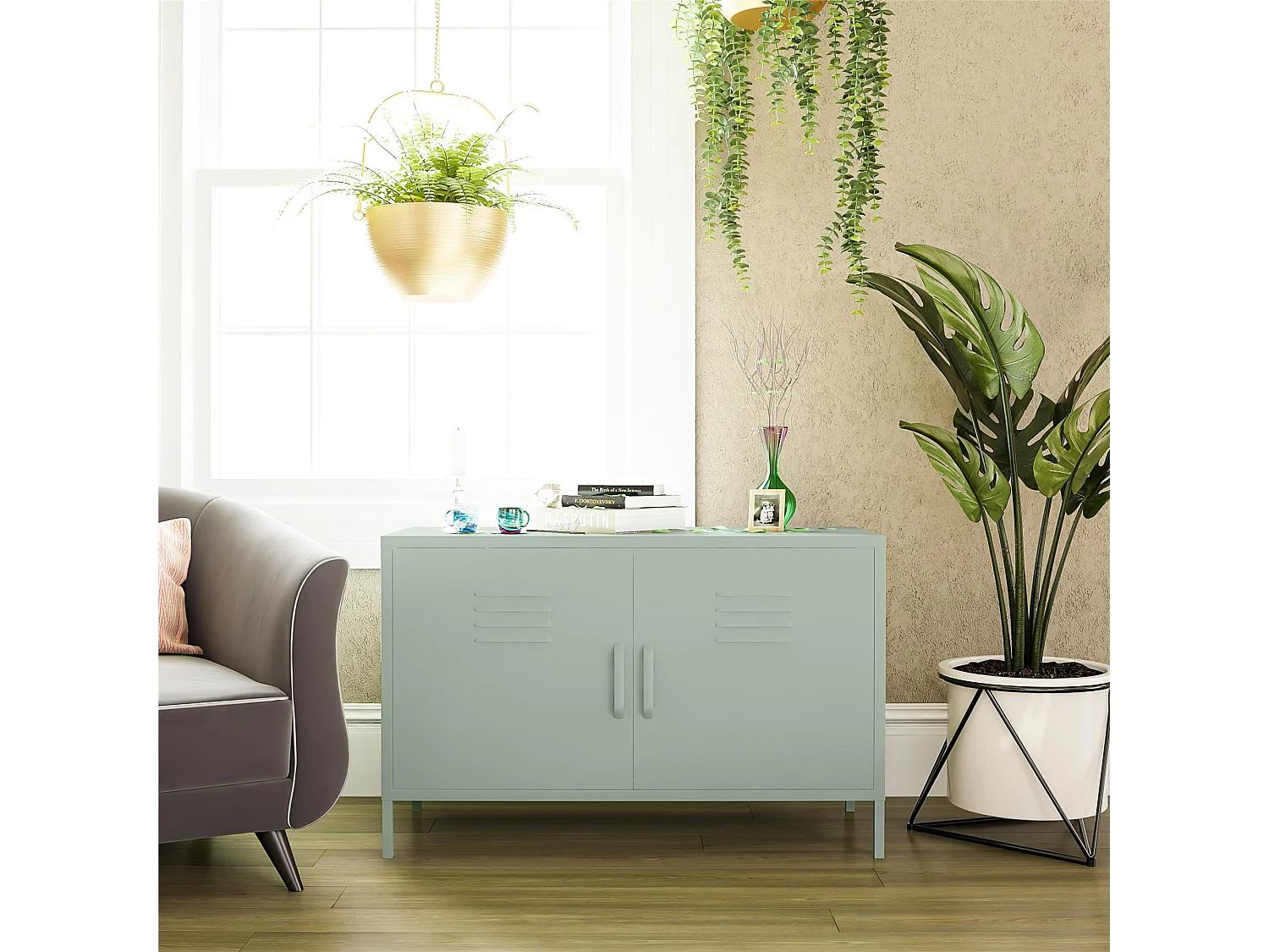 Mission District | Buffet avec 2 portes en métal vert