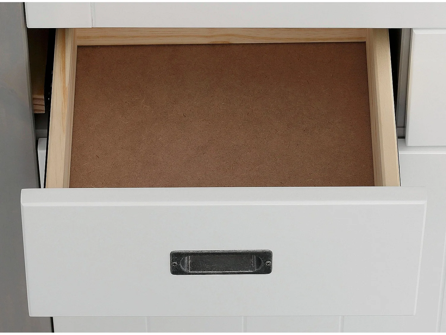 Kampen | Buffet Haut avec 3 tiroirs et 4 portes en blanc / gris