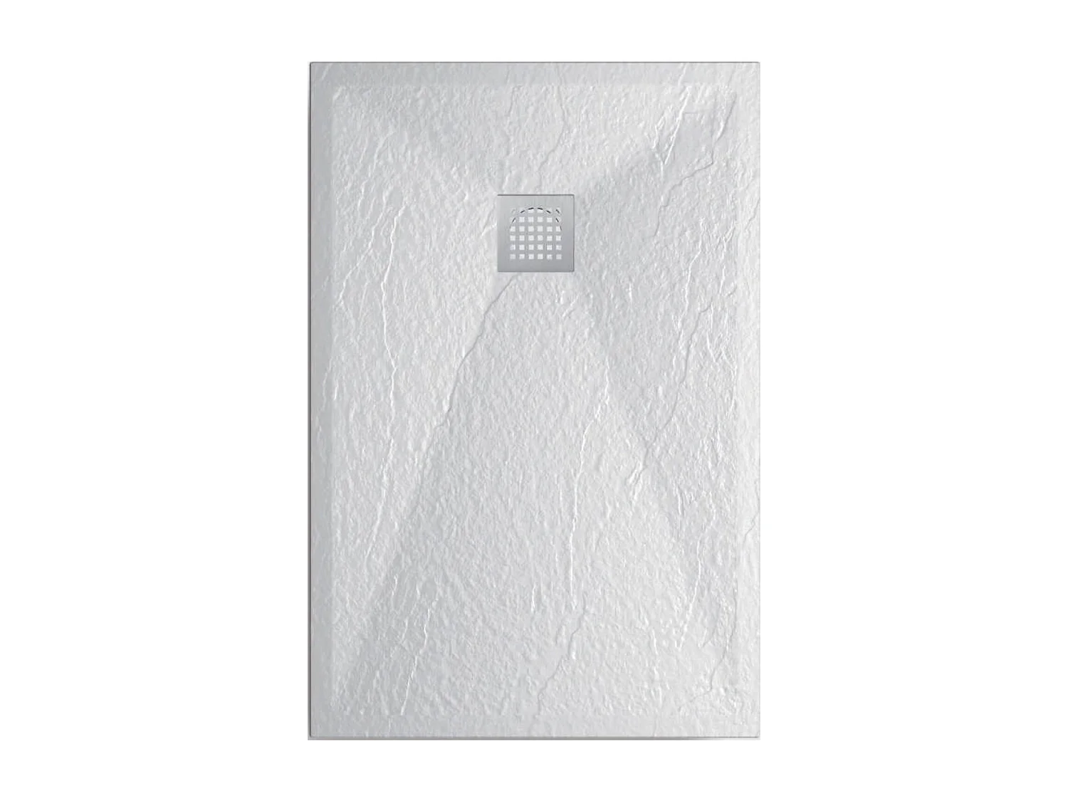 Plato Ducha Resina TITAN- Antideslizante Extraplano Ultraligero  Textura pizarra Color Blanco 90X120 CM-Valvula+Rejilla Inox