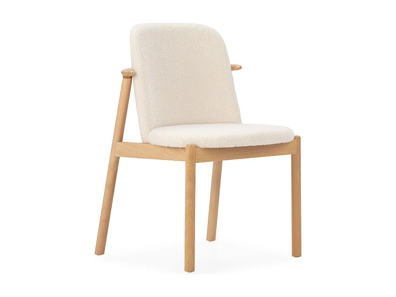 TIFANY stoel van beukenhout en witte stof – Natuurlijke en moderne stijl