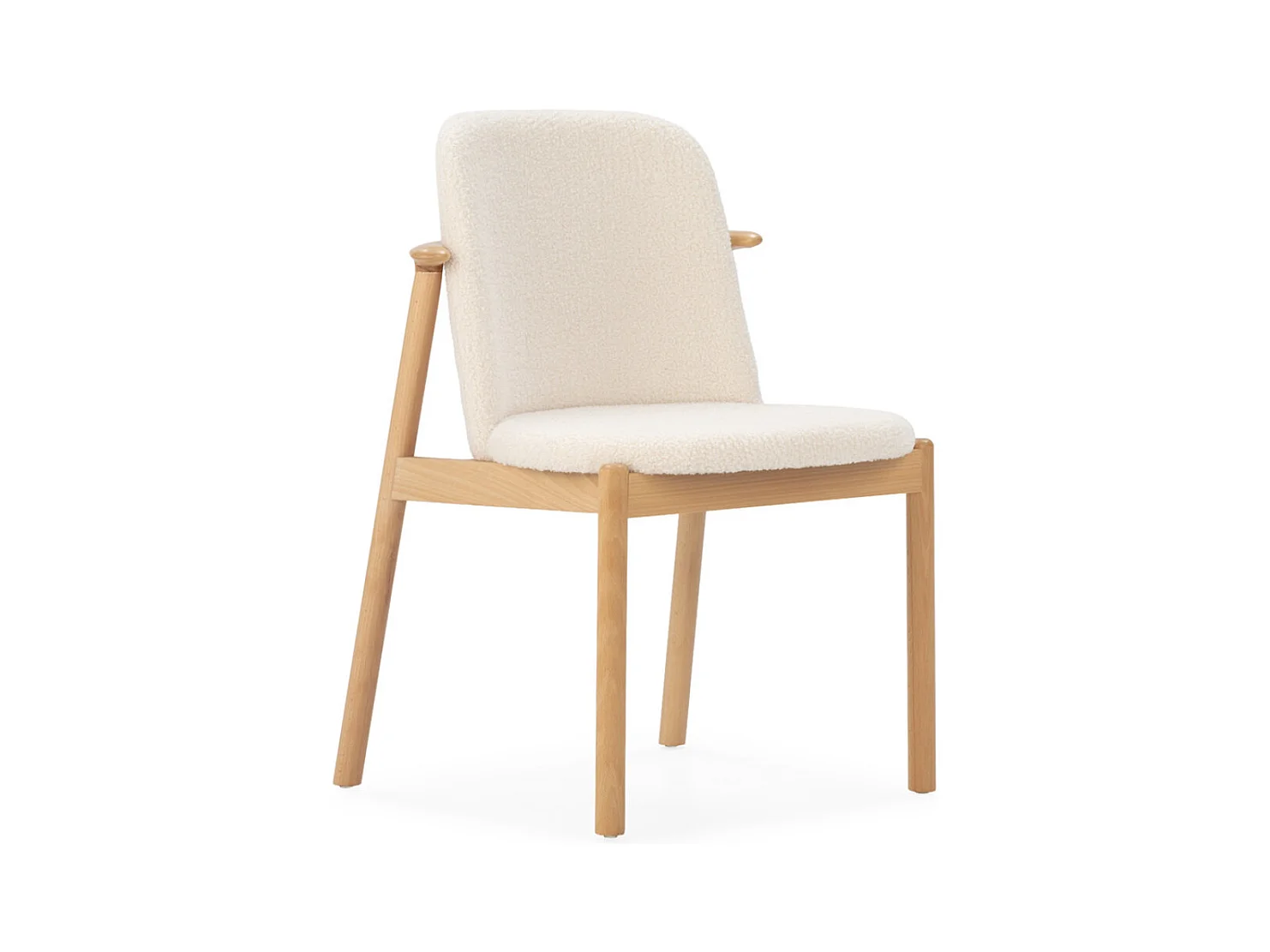 TIFANY stoel van beukenhout en witte stof – Natuurlijke en moderne stijl