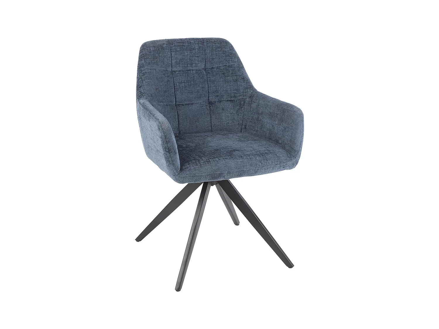 Chaise avec accoudoirs LOUNA – Tissu doux et pieds acier noir-Bleu