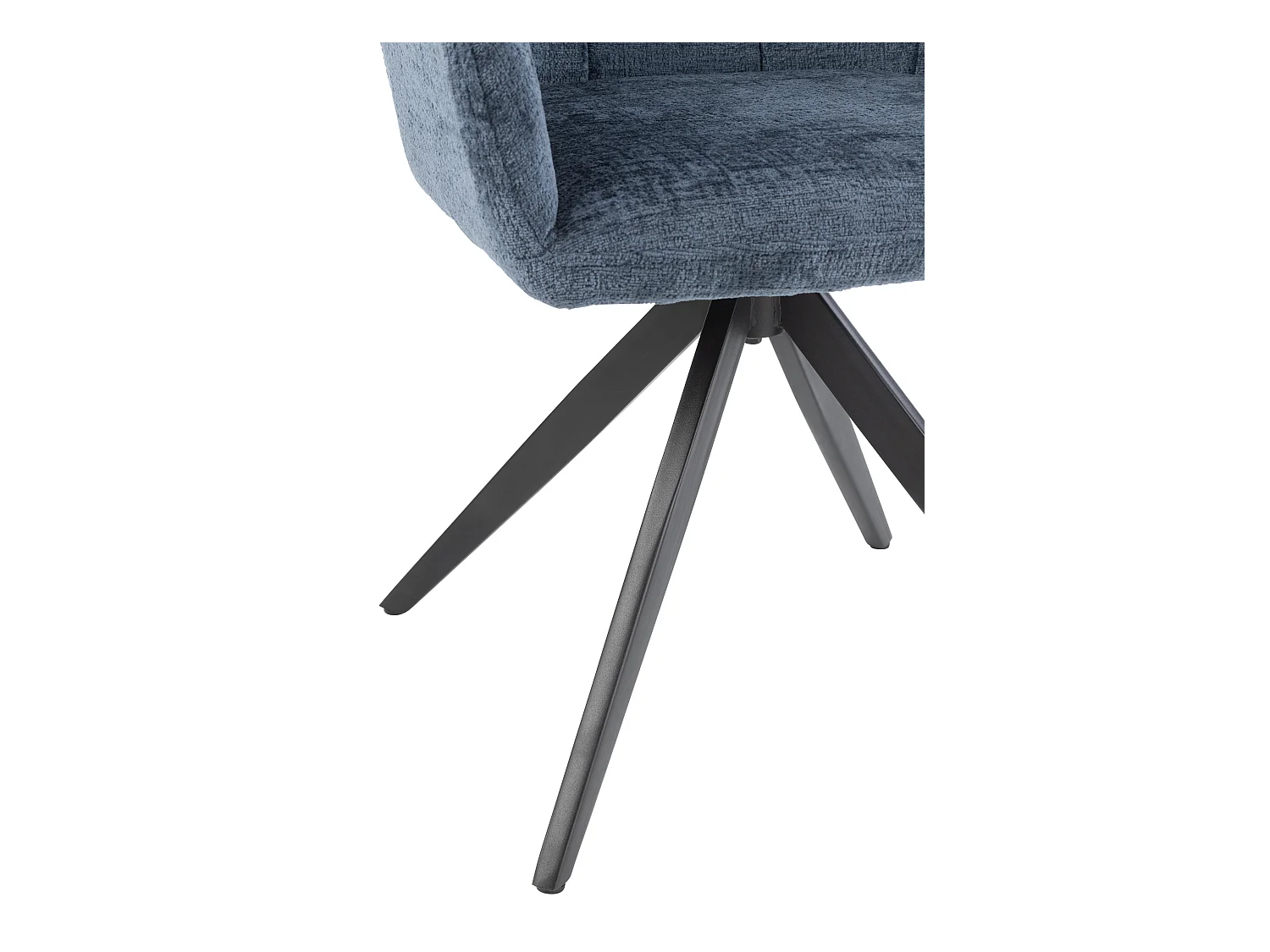 Chaise avec accoudoirs LOUNA – Tissu doux et pieds acier noir-Bleu