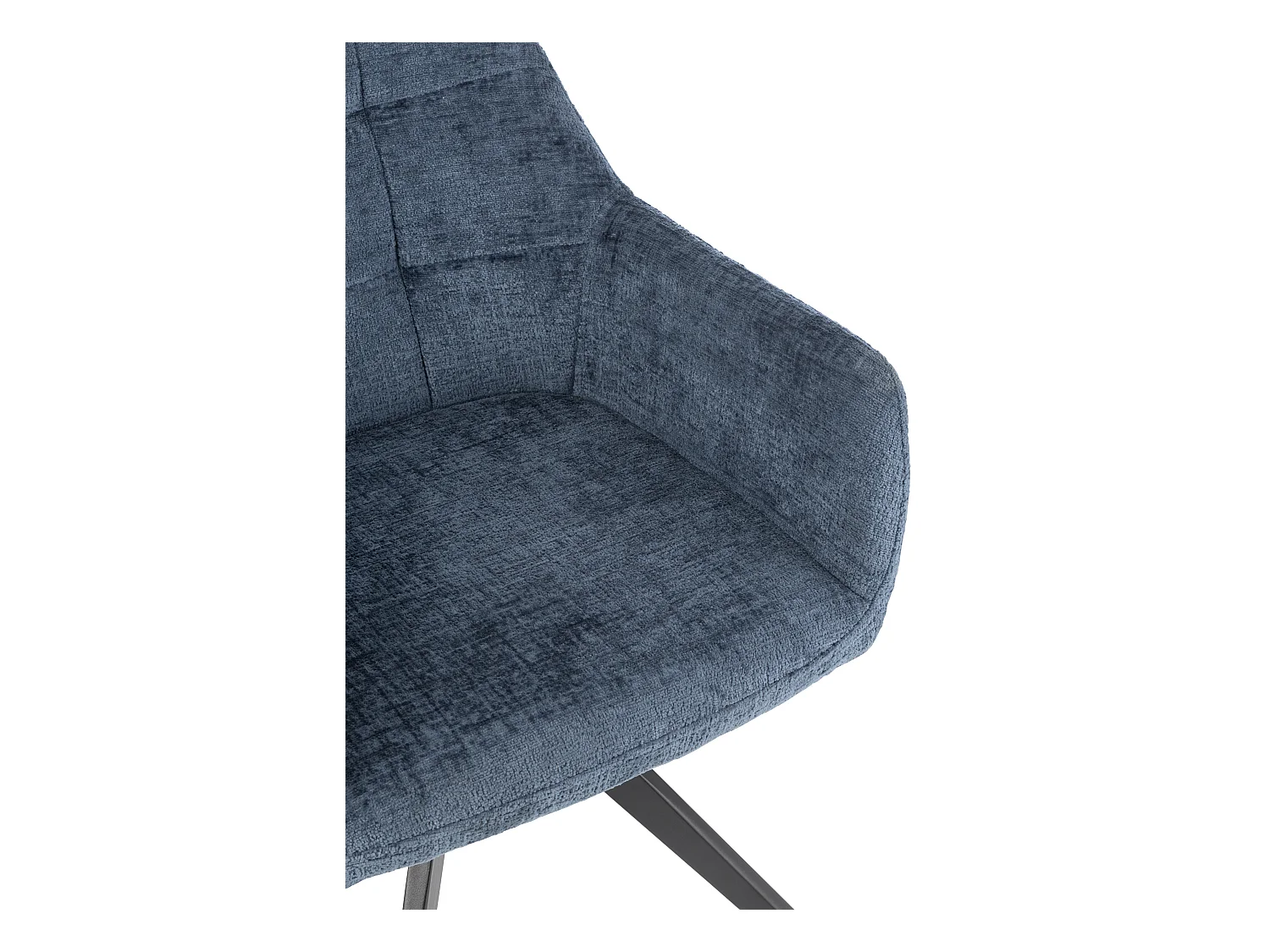 Chaise avec accoudoirs LOUNA – Tissu doux et pieds acier noir-Bleu