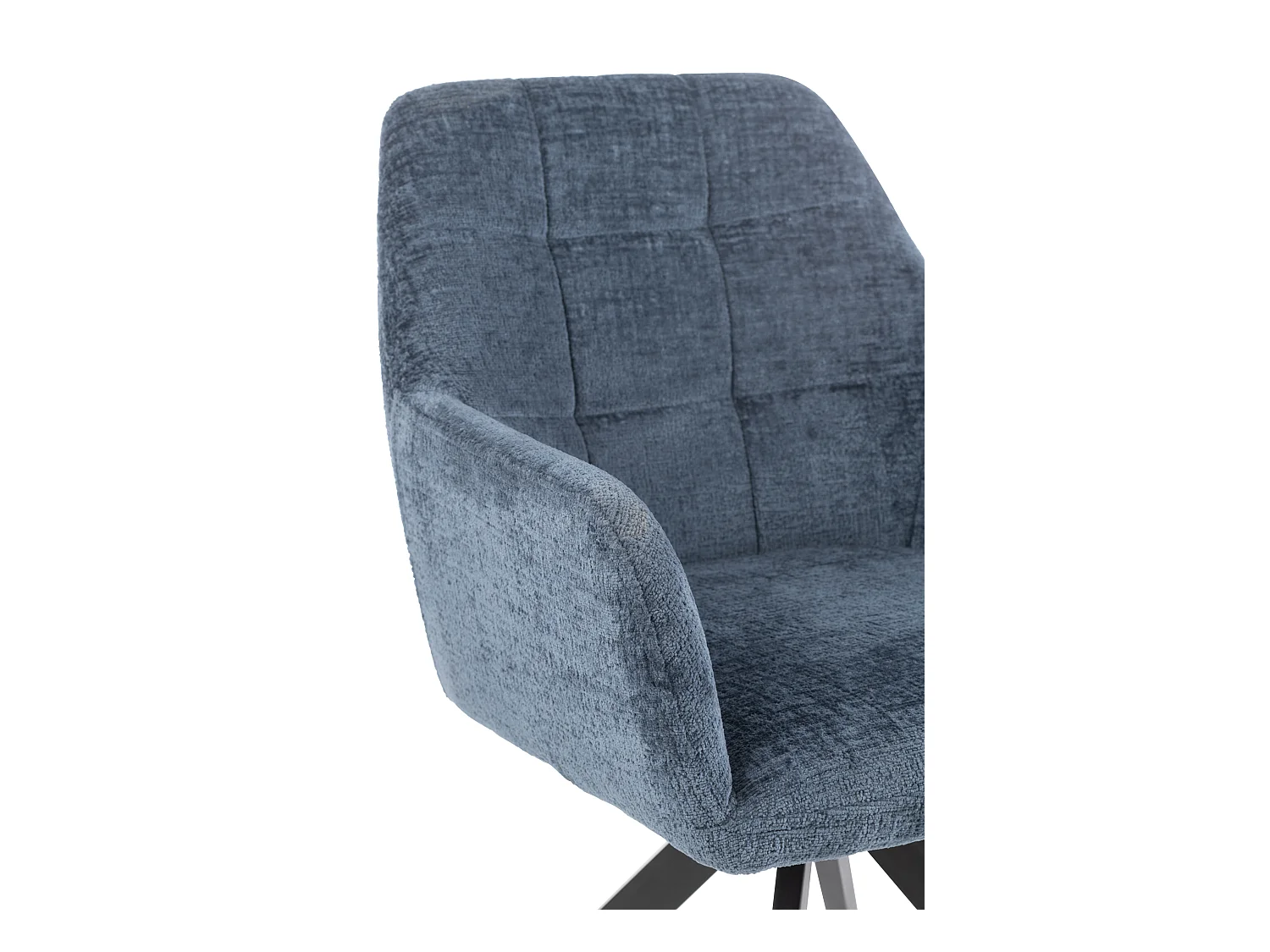 Chaise avec accoudoirs LOUNA – Tissu doux et pieds acier noir-Bleu