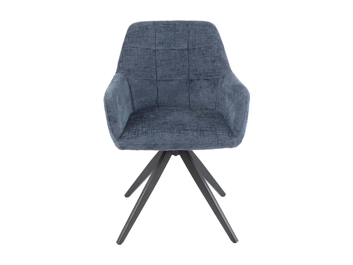 Chaise avec accoudoirs LOUNA – Tissu doux et pieds acier noir-Bleu