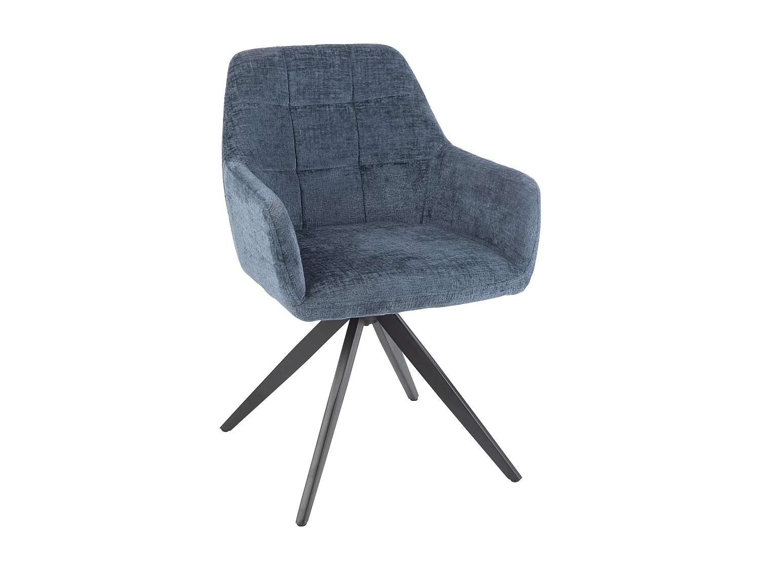 Chaise avec accoudoirs LOUNA – Tissu doux et pieds acier noir-Bleu