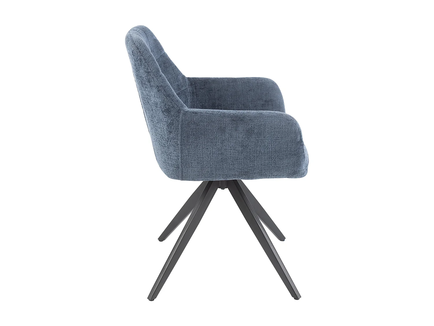 Chaise avec accoudoirs LOUNA – Tissu doux et pieds acier noir-Bleu