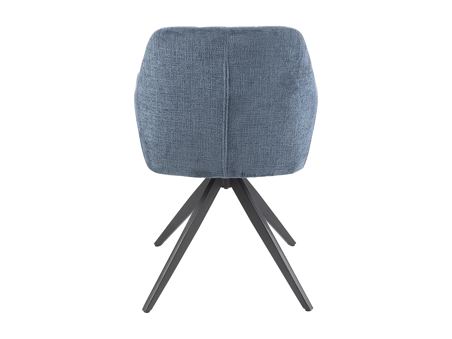 Chaise avec accoudoirs LOUNA – Tissu doux et pieds acier noir-Bleu