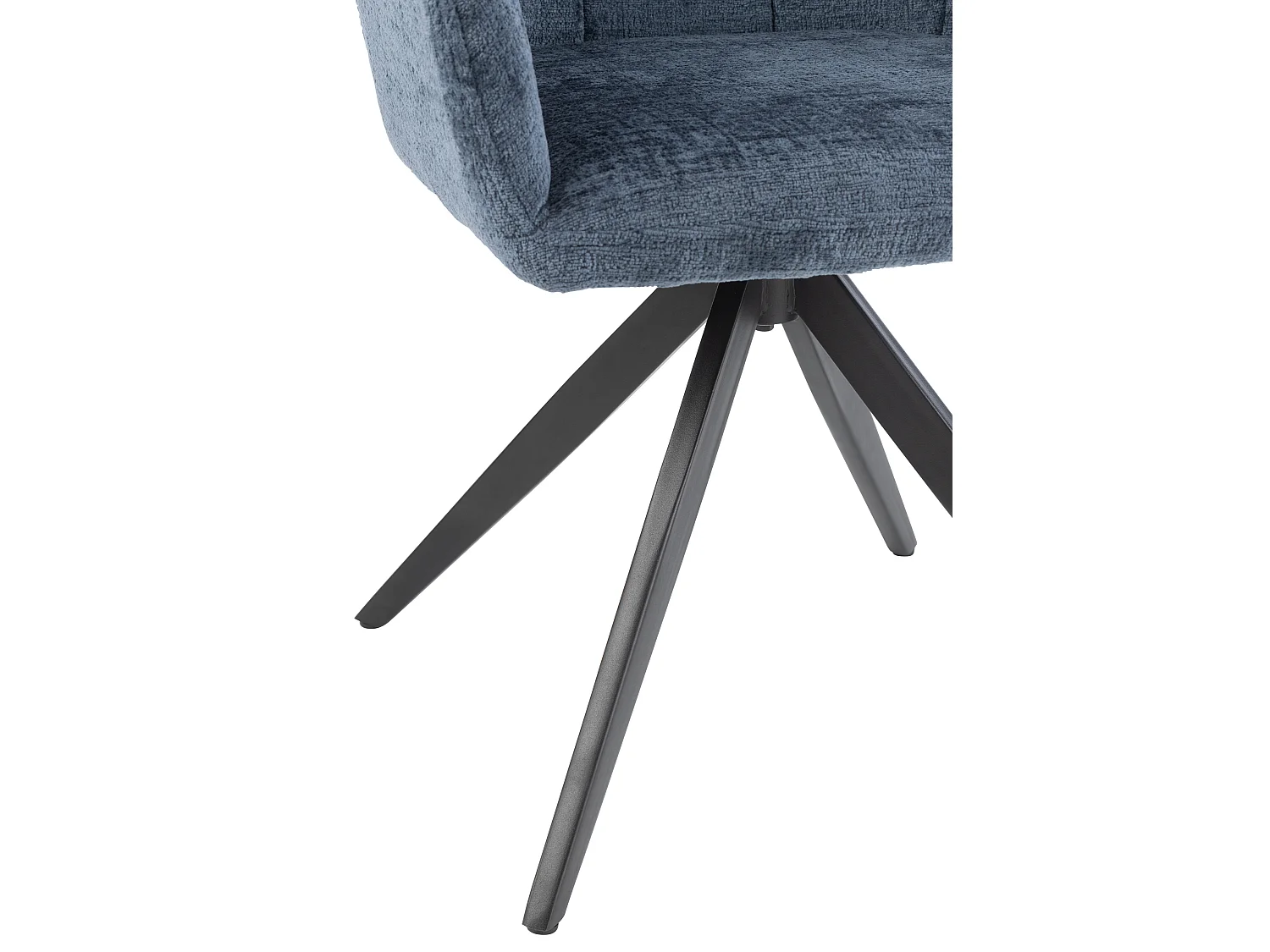 Chaise avec accoudoirs LOUNA – Tissu doux et pieds acier noir-Bleu