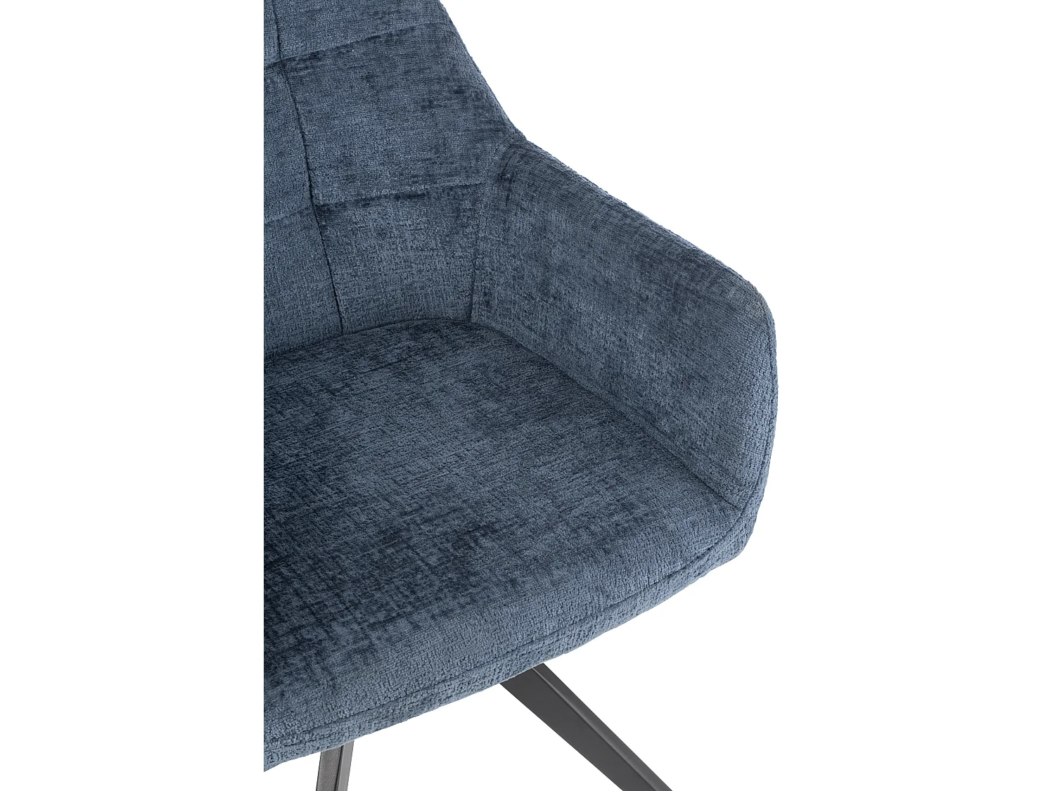 Chaise avec accoudoirs LOUNA – Tissu doux et pieds acier noir-Bleu