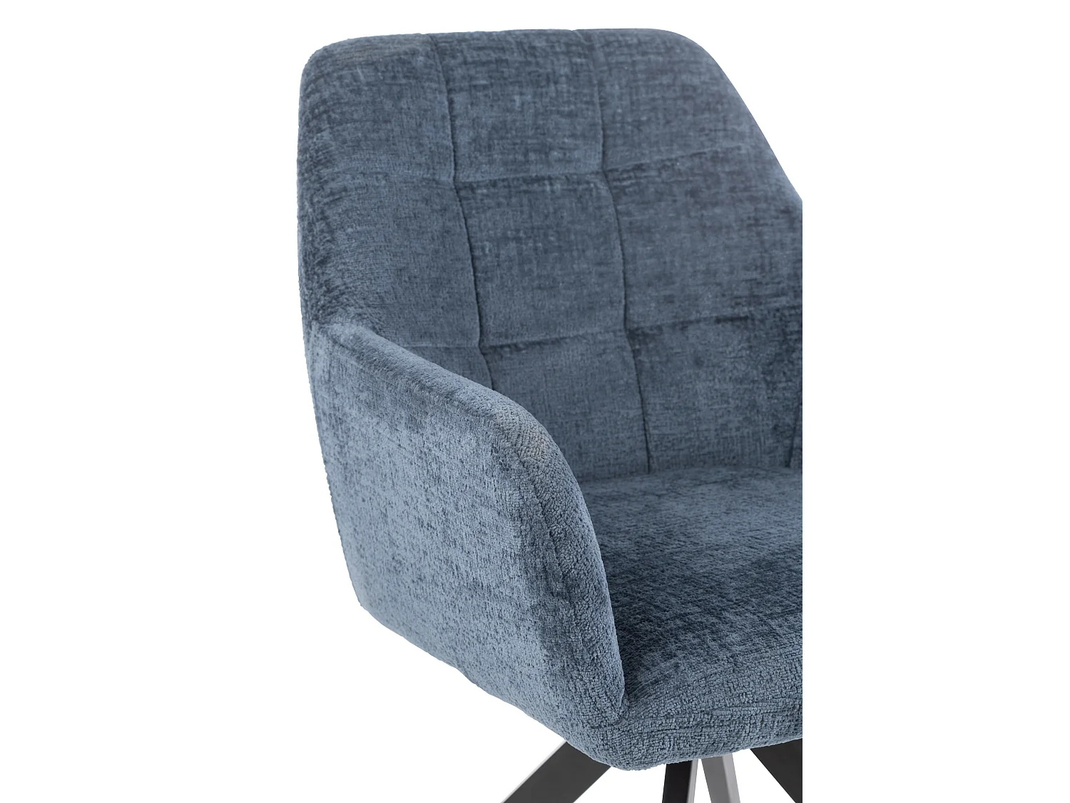 Chaise avec accoudoirs LOUNA – Tissu doux et pieds acier noir-Bleu