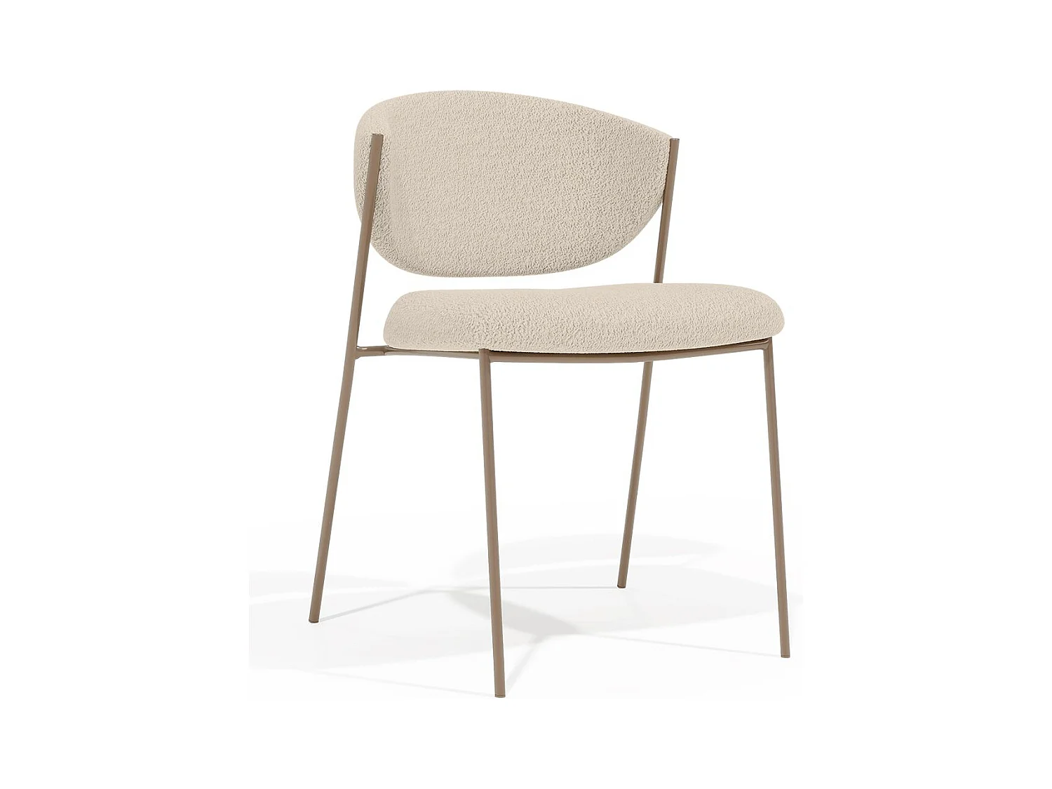 Chaise en tissu bouclé et structure métallique champagne Lozane - Modernité et qualité-Blanc