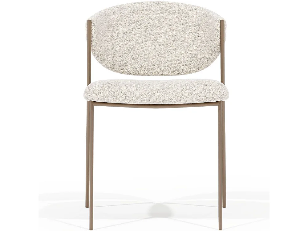 Chaise en tissu bouclé et structure métallique champagne Lozane - Modernité et qualité-Blanc