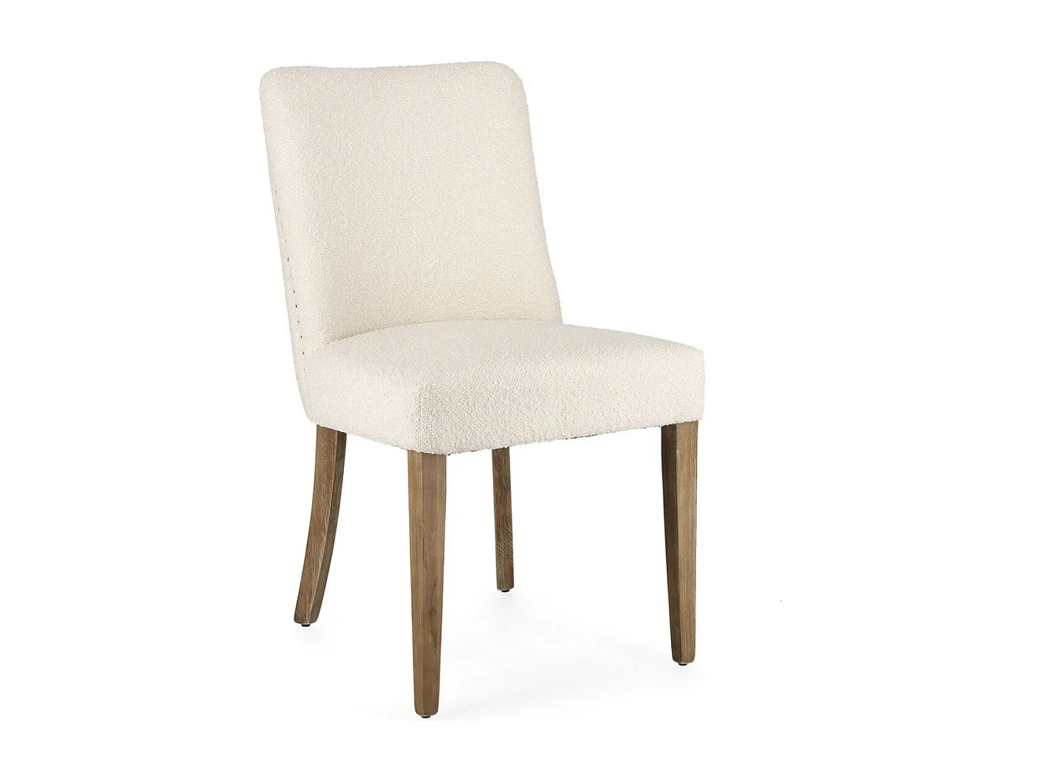 Lot de 2 chaises en bois de chêne et tissu effet bouclé – Design élégant et confort-Beige clair