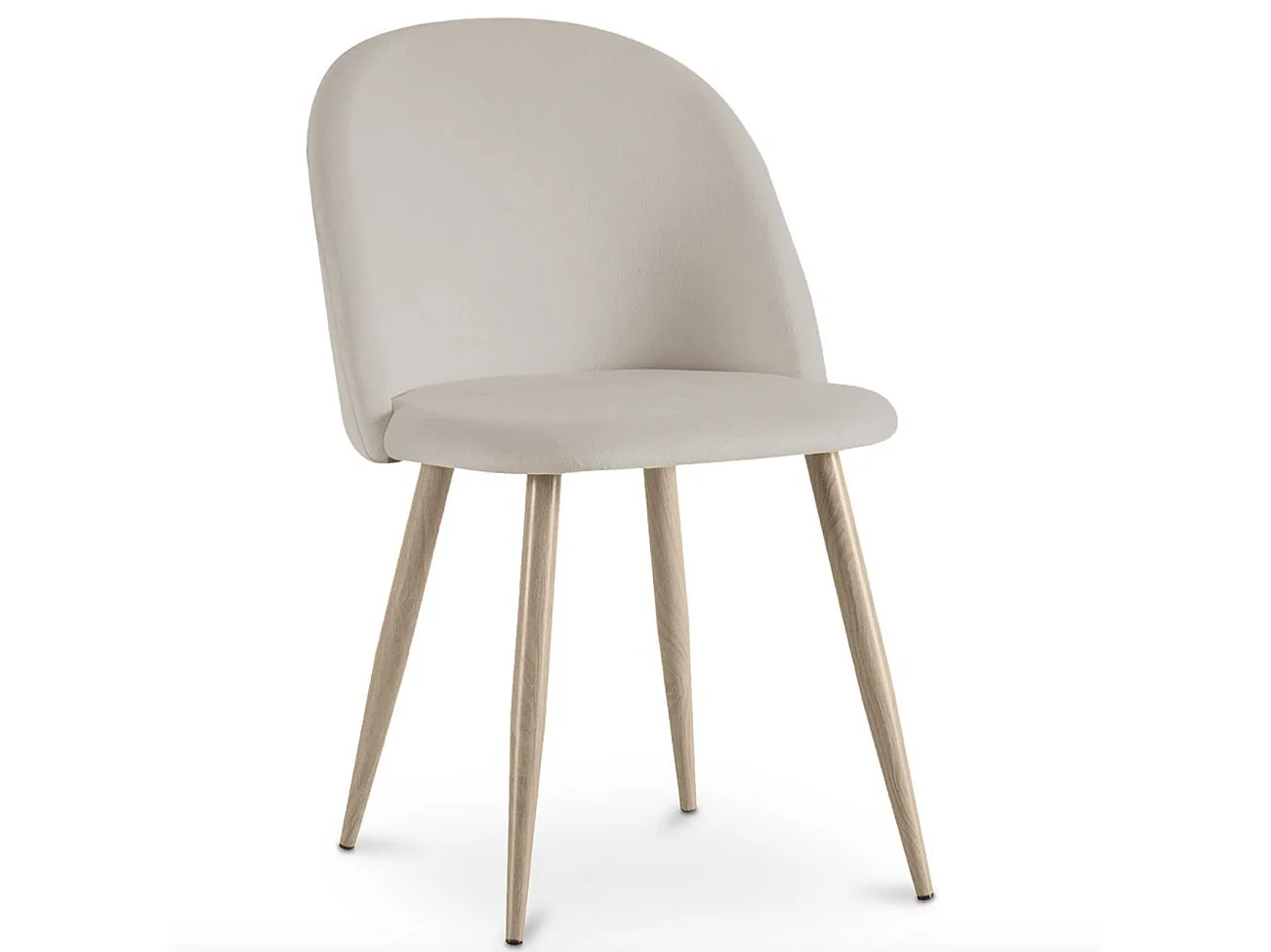 Chaise BOMANE style scandinave - Assise en velours et pieds en métal effet bois clair-Beige