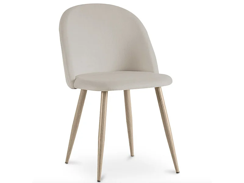 Chaise BOMANE style scandinave - Assise en velours et pieds en métal effet bois clair-Beige