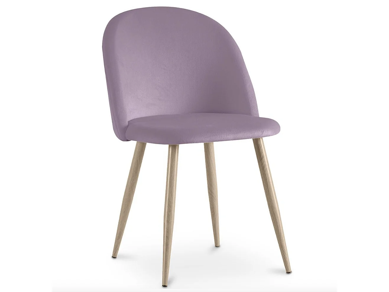 Chaise BOMANE style scandinave - Assise en velours et pieds en métal effet bois clair-Parme