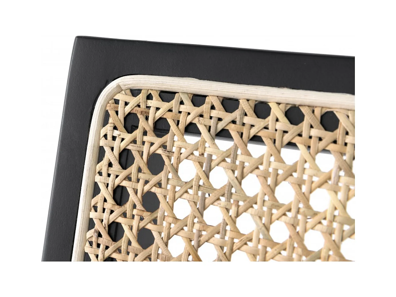 Chaise en bois de Frêne et rotin Landas - Style vintage avec accoudoirs-Couleur Noir