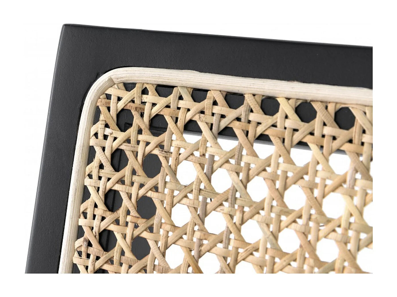 Chaise en bois de Frêne et rotin Landas - Style vintage avec accoudoirs-Couleur Noir