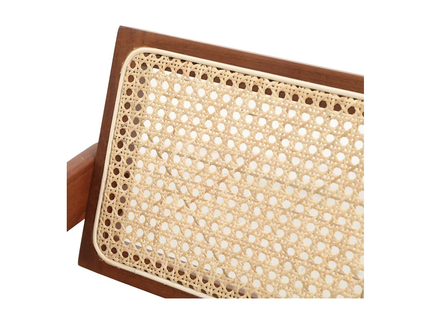 Chaise en bois de Frêne et rotin Landas - Style vintage avec accoudoirs-Couleur Marron