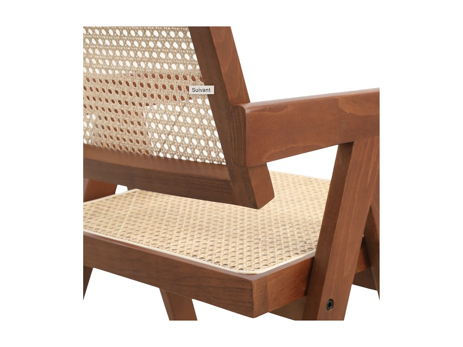 Chaise en bois de Frêne et rotin Landas - Style vintage avec accoudoirs-Couleur Marron