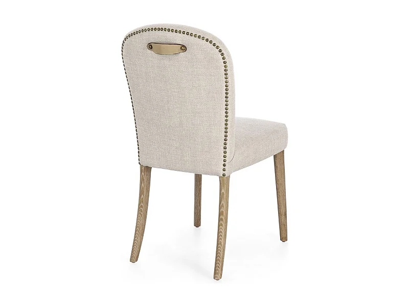 Set van 2 stoelen in essenhout en kwaliteitsstof – model Adela-Kleur Licht beige