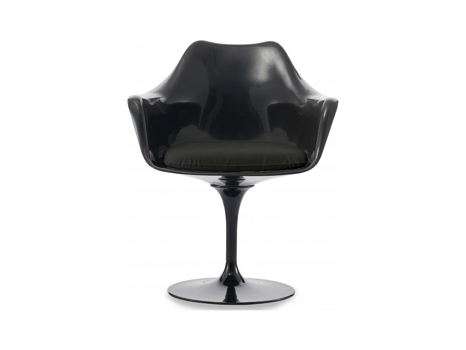 Fauteuil Tulipo pivotant noir brillant avec coussin - Design-Couleur Gris