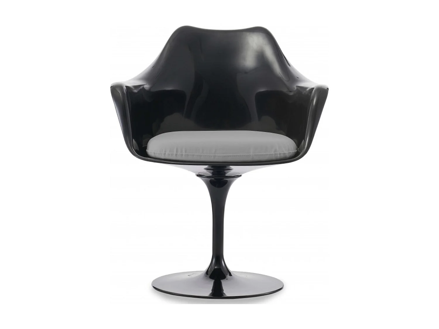 Fauteuil Tulipo pivotant noir brillant avec coussin - Design-Couleur Gris