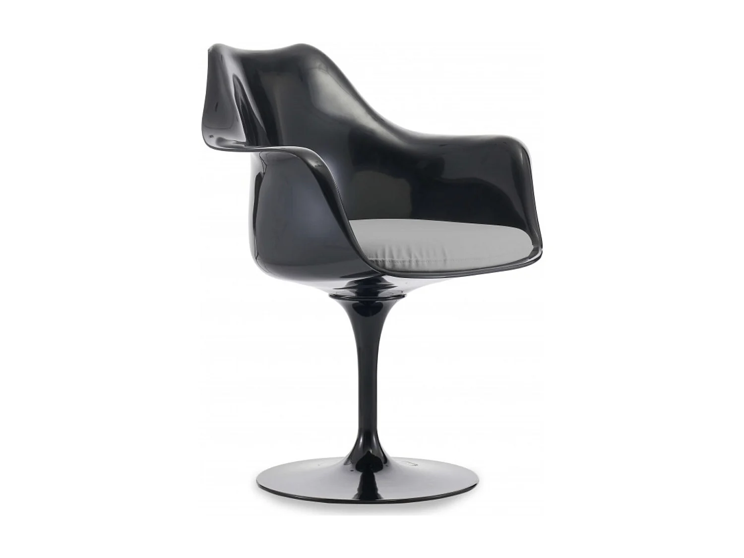 Fauteuil Tulipo pivotant noir brillant avec coussin - Design-Couleur Gris